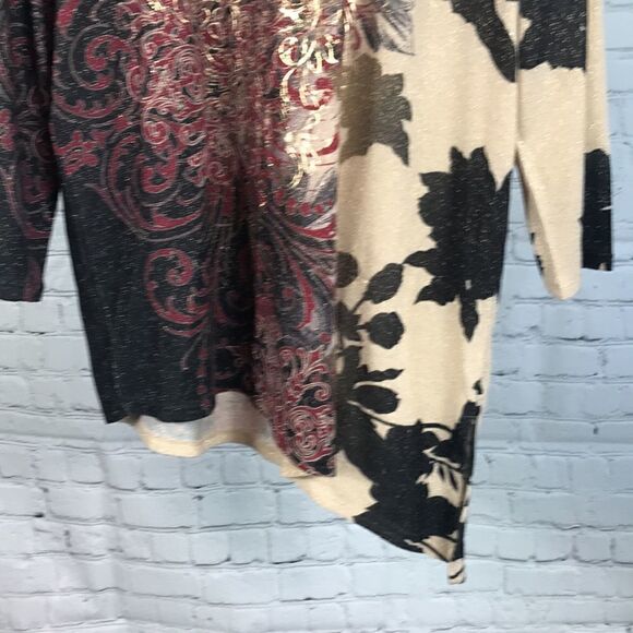 Chico’s Metallic knit Slant cut sweater size 2 or L/12 EUC - Picture 4 of 6